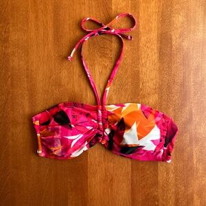 Pink Tropical Halter Bikini Top